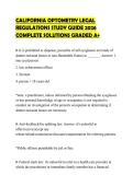 CALIFORNIA OPTOMETRY LEGAL&NewLine;REGULATIONS STUDY GUIDE 2026&NewLine;COMPLETE SOLUTIONS GRADED A&plus;