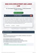 WGU D352 Employment and Labor Law 95&plus; &lpar;Fully Updated 2026&sol;2027&rpar; Exam Questions &plus; Verified & Rationalized Answers A&plus; Graded