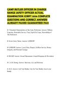 CAMP BUTLER OFFICER IN CHARGE&NewLine;RANGE SAFETY OFFICER ACTUAL&NewLine;EXAMINATION SCRIPT 2026 COMPLETE&NewLine;QUESTIONS AND CORRECT ANSWERS&NewLine;ALREADY PASSED GUARANTEED PASS
