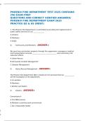 PHOENIX FIRE DEPARTMENT TEST 2025 CONTAINS 250 EXAM PREP QUESTIONS AND CORRECT VERIFIED ANSWERS PHOENIX FIRE DEPARTMENT EXAM 2025 PRACTICE QS  AS &lpar;NEW&rpar;