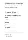 TEXAS CDL BRAKE SYSTEMS INSPECTION EXAM - &lpar;25 QUESTIONS&rpar; LATEST UPDATED&NewLine;ACTUAL EXAM QUESTIONS AND COMPLETE SOLUTIONS &vert; VERIFIED ANSWERS