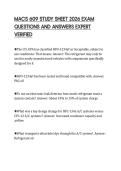 MACS 609 STUDY SHEET 2026 EXAM&NewLine;QUESTIONS AND ANSWERS EXPERT&NewLine;VERIFIED