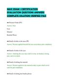 MAIC EXAM 1 CERTIFICATION&NewLine;EVALUATION QUESTIONS ANSWERS&NewLine;COMPLETE SOLUTION VERIFIED PASS