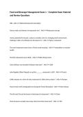 Food and Beverage Management Exam 1 &ndash; Complete Exam Material and Review Questions