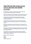 CBMT PRACTICE FINAL EXAM 2025&sol;2026&NewLine;ACTUAL QUESTIONS AND VERIFIED&NewLine;SOLUTIONS