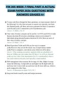 FIN 305 WEEK 7 FINAL PART A ACTUAL&NewLine;EXAM PAPER 2026 QUESTIONS WITH&NewLine;ANSWERS GRADED A&plus;