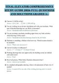 FINAL ELEVATOR COMPREHENSIVE&NewLine;STUDY GUIDE 2026 FULL QUESTIONS&NewLine;AND SOLUTIONS GRADED A&plus;&NewLine;