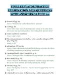 FINAL ELEVATOR PRACTICE&NewLine;EXAMINATION 2026 QUESTIONS&NewLine;WITH ANSWERS GRADED A&plus;&NewLine;