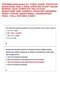 FTCE Middle Grades Science 5-9  FINAL EXAM&comma; PRACTICE &NewLine;QUESTIONS AND A NEW UPDATED STUDY GUIDE &NewLine;NEWEST 2026 COMPLETE 500 ACTUAL &NewLine;QUESTIONS AND CORRECT VERIFIED ANSWERS &NewLine;&lpar;MOST TESTED QUESTIONS&rpar; &vert;GUARANTEED &NewLine;PASS&period; &lpar;FULL REVISED EXAM&rpar;