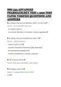 NSG 533 ADVANCED&NewLine;PHARMACOLOGY TEST 1 2026 TEST&NewLine;PAPER VERIFIED QUESTIONS AND&NewLine;ANSWERS