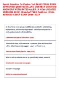 Special Education Certification Test BANK FINAL EXAM &NewLine;APPROVED QUESTIONS AND CORRECT VERIFIED &NewLine;ANSWERS WITH RATIONALES &lpar;A NEW UPDATED &NewLine;VERSION 2026&rpar; &vert;GUARANTEED PASS A&plus; &vert;FULL &NewLine;REVISED CESCP EXAM 2026-2027  
