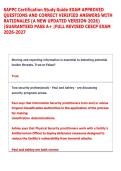 SAPPC Certification Study Guide EXAM APPROVED &NewLine;QUESTIONS AND CORRECT VERIFIED ANSWERS WITH &NewLine;RATIONALES &lpar;A NEW UPDATED VERSION 2026&rpar; &NewLine;&vert;GUARANTEED PASS A&plus; &vert;FULL REVISED CESCP EXAM &NewLine;2026-2027 