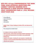 SPED SFPC&colon; All Areas COMPREHENSIVE TEST BANK &NewLine;FINAL EXAM APPROVED QUESTIONS AND &NewLine;CORRECT VERIFIED ANSWERS WITH &NewLine;RATIONALES &lpar;A NEW UPDATED VERSION &NewLine;2026&rpar; &vert;GUARANTEED PASS A&plus; &vert;FULL REVISED &NewLine;CESCP EXAM 2026 