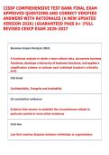 CISSP COMPREHENSIVE TEST BANK FINAL EXAM &NewLine;APPROVED QUESTIONS AND CORRECT VERIFIED &NewLine;ANSWERS WITH RATIONALES &lpar;A NEW UPDATED &NewLine;VERSION 2026&rpar; &vert;GUARANTEED PASS A&plus; &vert;FULL &NewLine;REVISED CESCP EXAM 2026-2027 