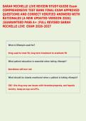 SARAH MICHELLE LIVE REVIEW STUDY GUIDE Exam  &NewLine;COMPREHENSIVE TEST BANK FINAL EXAM APPROVED &NewLine;QUESTIONS AND CORRECT VERIFIED ANSWERS WITH &NewLine;RATIONALES &lpar;A NEW UPDATED VERSION 2026&rpar; &NewLine;&vert;GUARANTEED PASS A&plus; &vert;FULL REVISED SARAH &NewLine;MICHELLE LIVE  EXAM 2026-2027 