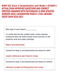 NURP 532 Exam 3 Comprehensive part Weeks 1-8 EXAM 2 &NewLine;ACTUAL EXAM APPROVED QUESTIONS AND CORRECT &NewLine;VERIFIED ANSWERS WITH RATIONALES &lpar;A NEW UPDATED &NewLine;VERSION 2026&rpar; &vert;GUARANTEED PASS A&plus; &vert;FULL REVISED &NewLine;CESCP EXAM 2026-2027