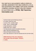 WGU D427 DATA MANAGEMENT APPLICATIONS OA &NewLine;AND PRE ASSESSMENT TEST 2026 COMPLETE ACTUAL &NewLine;TEST QUESTIONS AND CORRECT DETAILED ANSWERS &NewLine;&lpar;VERIFIED ANSWERS&rpar; NEWEST UPDATED VERSION &NewLine;&vert;GUARANTEED PASS A&plus; MYSQL -SQL Programing - &NewLine;Intermediate Level