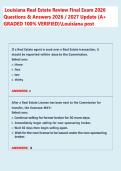 Louisiana Real Estate Review Final Exam 2026 &NewLine;Questions & Answers 2026 &sol; 2027 Update &lpar;A&plus; &NewLine;GRADED 100&percnt; VERIFIED&rpar;Louisiana post