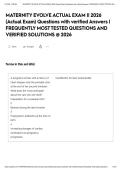MATERNITY EVOLVE ACTUAL EXAM &vert;&vert; 2026 &lpar;Actual Exam&rpar; Questions with verified Answers &vert; FREQUENTLY MOST TESTED QUESTIONS AND VERIFIED SOLUTIONS &commat; 2026&NewLine;&NewLine;