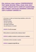 Ohio stationary steam engineer COMPREHENSIVE &NewLine;TEST BANK REVIEW FINAL EXAM 2026-2027 &NewLine;LATEST UPDATE WITH COMPLETE QUESTIONS &NewLine;AND CORRECT DETAILED ANSWERSVERIFIED &NewLine;100&percnt; ALREADY GRADED A&plus;  