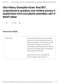 UGA History Exemption Exam&colon; Post 1877 &comma; comprehensive questions and verified answers &vert;&vert; QUESTIONS WITH ACCURATE ANSWERS &vert; GET IT RIGHT &vert;2026&excl;&NewLine;&NewLine;