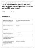 CA Life Insurance Exam Questions & Answers &vert; Latest Already Graded A&plus; &vert;Questions with Correct Answers 2026 latest update&excl;&excl;&NewLine;&NewLine;