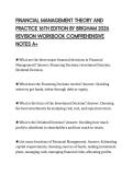 FINANCIAL MANAGEMENT THEORY AND&NewLine;PRACTICE 16TH EDITION BY BRIGHAM 2026&NewLine;REVISION WORKBOOK COMPREHENSIVE&NewLine;NOTES A&plus;