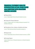 FINANCIAL STATEMENT ANALYSIS&NewLine;INTRODUCTION ACTUAL EXAM PAPER&NewLine;2026 QUESTIONS WITH SOLUTIONS&NewLine;VERIFIED ANSWERS&NewLine;