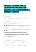 FINANCIAL STATEMENT ANALYSIS&NewLine;INTRODUCTION FINAL EXAM 2026&NewLine;QUESTIONS WITH ANSWERS GRADED A&plus;&NewLine;COMPLETE SOLUTIONS&NewLine;