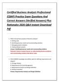 Certified Business Analysis Professional &NewLine;&lpar;CBAP&rpar; Practice Exam Questions And &NewLine;Correct Answers &lpar;Verified Answers&rpar; Plus &NewLine;Rationales 2026 Q&A Instant Download &NewLine;Pdf 