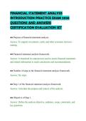 FINANCIAL STATEMENT ANALYSIS&NewLine;INTRODUCTION PRACTICE EXAM 2026&NewLine;QUESTIONS AND ANSWERS&NewLine;CERTIFICATION EVALUATION SET