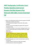 ARRT Radiography Certification Exam &NewLine;Practice Questions And Correct  &NewLine;Answers &lpar;Verified Answers&rpar; Plus  &NewLine;Rationale 2026 Q&A&vert; Instant Download &NewLine;Pdf  