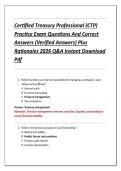 Certified Treasury Professional &lpar;CTP&rpar; &NewLine;Practice Exam Questions And Correct &NewLine;Answers &lpar;Verified Answers&rpar; Plus &NewLine;Rationales 2026 Q&A Instant Download &NewLine;Pdf 