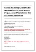 Financial Risk Manager &lpar;FRM&rpar; Practice &NewLine;Exam Questions And Correct Answers &NewLine;&lpar;Verified Answers&rpar; Plus Rationales 2026 &NewLine;Q&A Instant Download Pdf 