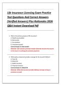 Life Insurance Licensing Exam Practice &NewLine;Test Questions And Correct Answers &NewLine;&lpar;Verified Answers&rpar; Plus Rationales 2026 &NewLine;Q&A Instant Download Pdf 
