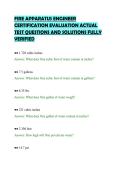FIRE APPARATUS ENGINEER&NewLine;CERTIFICATION EVALUATION ACTUAL&NewLine;TEST QUESTIONS AND SOLUTIONS FULLY&NewLine;VERIFIED