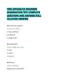 FIRE APPARATUS ENGINEER&NewLine;EXAMINATION TEST COMPLETE&NewLine;QUESTIONS AND ANSWERS FULL&NewLine;SOLUTION VERIFIED&NewLine;
