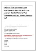 Missouri HVAC Contractor Exam &NewLine;Practice Exam Questions And Correct &NewLine;Answers &lpar;Verified Answers&rpar; Plus &NewLine;Rationales 2026 Q&A Instant Download &NewLine;Pdf 