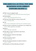 FIREARMS ILEA 25 FINAL TEST 2026&NewLine;QUESTIONS WITH CORRECT&NewLine;ANSWERS GRADED A&plus;&NewLine;