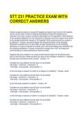 STT 231 PRACTICE EXAM WITH CORRECT ANSWERS 