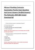 Missouri Plumbing Contractor &NewLine;Examination Practice Exam Questions &NewLine;And Correct Answers &lpar;Verified Answers&rpar; &NewLine;Plus Rationales 2026 Q&A Instant &NewLine;Download Pdf 