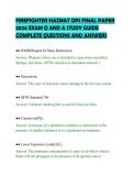 FIREFIGHTER HAZMAT OPS FINAL PAPER&NewLine;2026 EXAM Q AND A STUDY GUIDE&NewLine;COMPLETE QUESTIONS AND ANSWERS