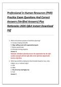 Professional in Human Resources &lpar;PHR&rpar; &NewLine;Practice Exam Questions And Correct &NewLine;Answers &lpar;Verified Answers&rpar; Plus &NewLine;Rationales 2026 Q&A Instant Download &NewLine;Pdf 