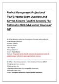 Project Management Professional &NewLine;&lpar;PMP&rpar; Practice Exam Questions And &NewLine;Correct Answers &lpar;Verified Answers&rpar; Plus &NewLine;Rationales 2026 Q&A Instant Download &NewLine;Pdf 