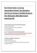Real Estate Broker Licensing &NewLine;Examination Practice Test Questions &NewLine;And Correct Answers &lpar;Verified Answers&rpar; &NewLine;Plus Rationales 2026 Q&A Instant &NewLine;Download Pdf 