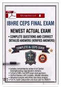 IBHRE CEPS Final Exam &ndash; Newest Actual Exam with Complete Questions & Correct Detailed Answers &lpar;Verified&rpar; &vert; Complete A&plus; Guide