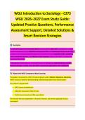 WGU Introduction to Sociology - C273&NewLine;WGU 2026&ndash;2027 Exam Study Guide&colon;&NewLine;Updated Practice Questions&comma; Performance&NewLine;Assessment Support&comma; Detailed Solutions &