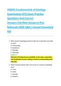 ASBOG Fundamentals of Geology &NewLine;Examination &lpar;FG&rpar; Exam Practice &NewLine;Questions And Correct  &NewLine;Answers &lpar;Verified Answers&rpar; Plus  &NewLine;Rationale 2026 Q&A&vert; Instant Download &NewLine;Pdf  