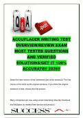 ACCUPLACER Writing Test Overview&sol;Review Exam 2026 &ndash; Most Tested Questions and Verified Solutions &ndash; Practice Questions with Answers