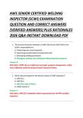 AWS SENIOR CERTIFIED WELDING &NewLine;INSPECTOR &lpar;SCWI&rpar; EXAMINATION &NewLine;QUESTION AND CORRECT ANSWERS &NewLine;&lpar;VERIFIED ANSWERS&rpar; PLUS RATIONALES &NewLine;2026 Q&A INSTANT DOWNLOAD PDF